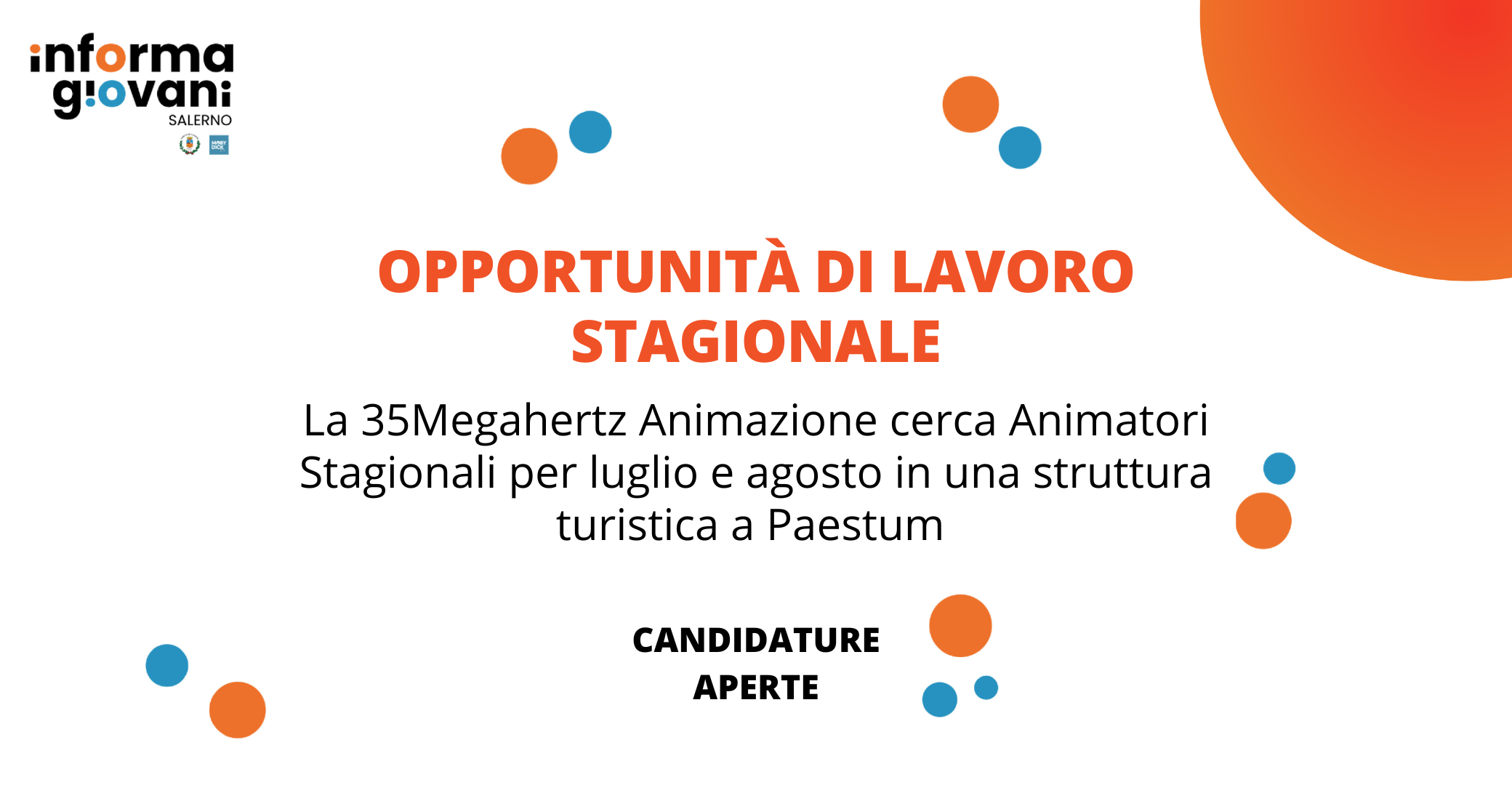 OPPORTUNITÀ DI LAVORO stagionale