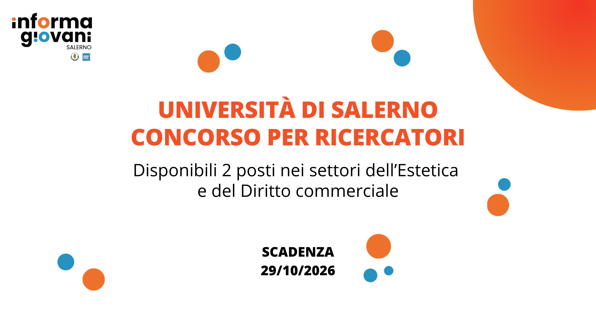 UNIVERSITÀ DI SALERNO – CONCORSO PER RICERCATORI